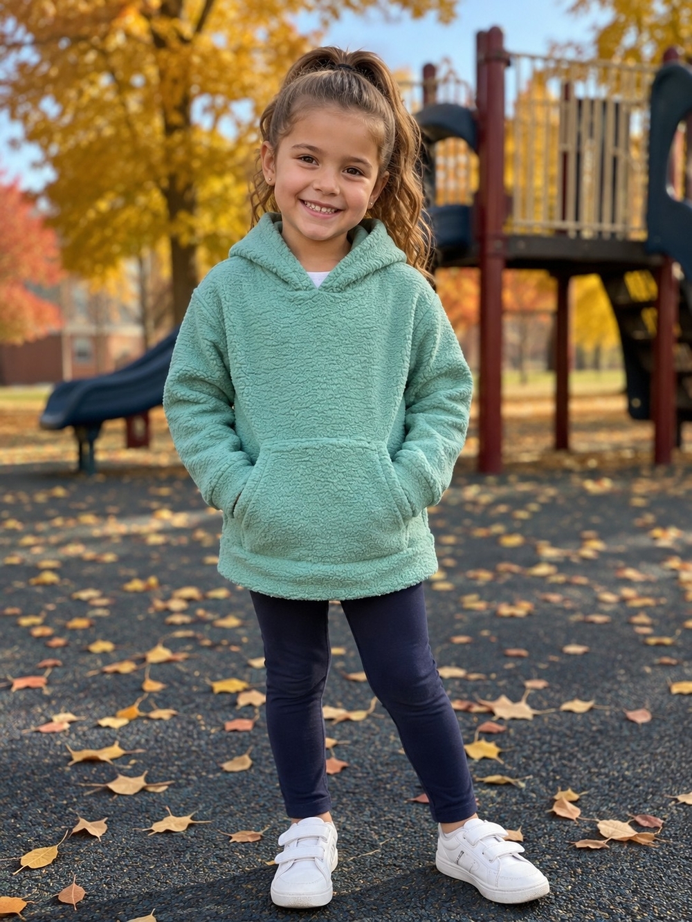 Cozy Kids Hooded Sherpa Pullover – Mint Green